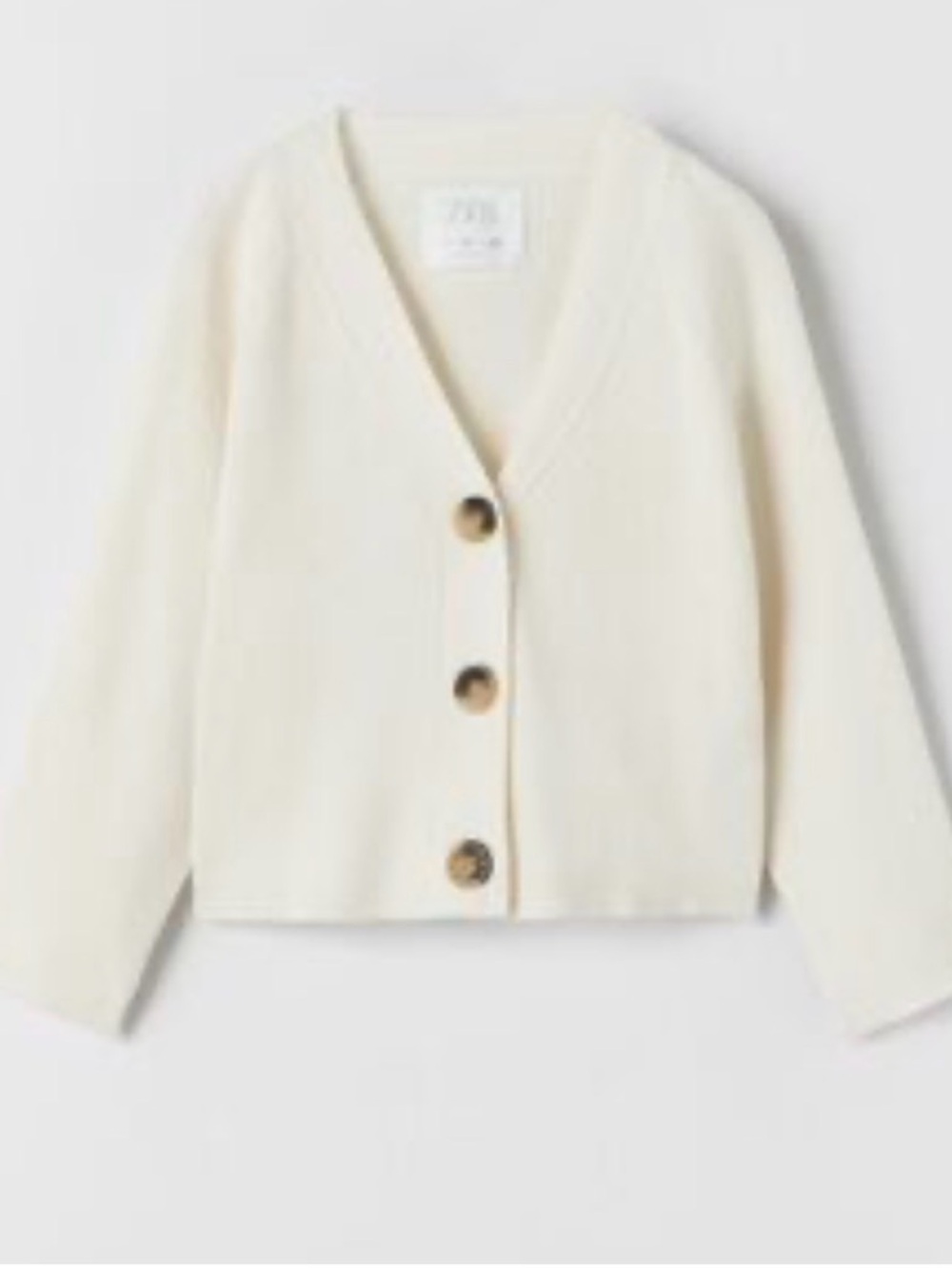Zara Kids Cream Ribbed Knit Cropped Cardigan|9-10
